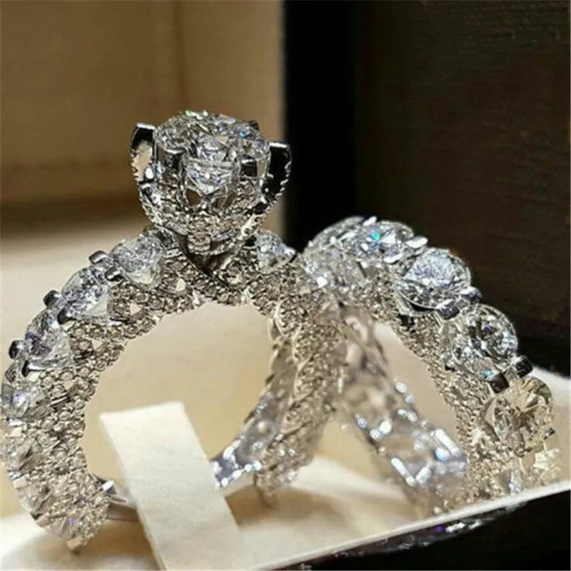 Alloy crown engagement ring with electroplating finish, style option A, size 7, on white background