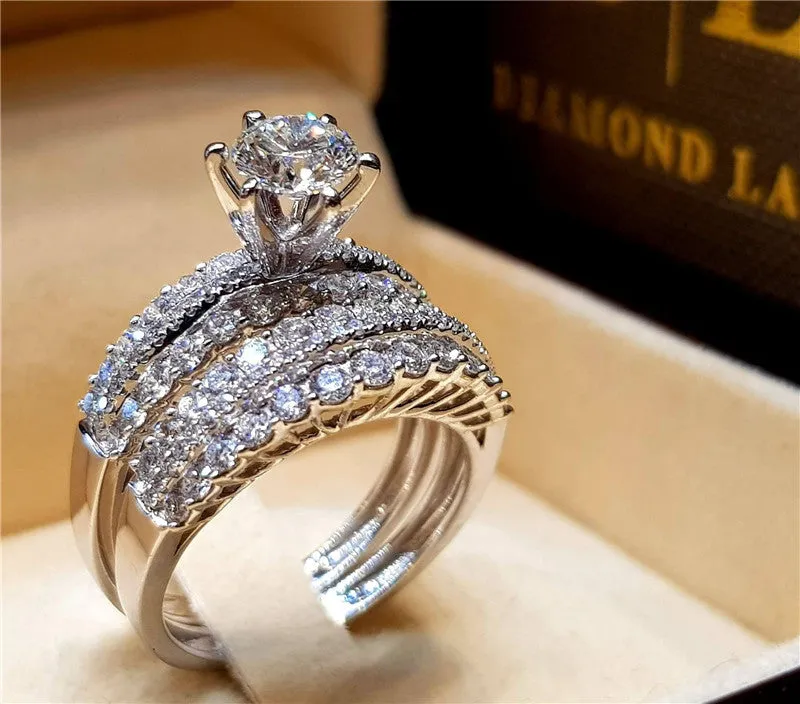 Alloy crown engagement ring with electroplating finish, style option A, size 7, on white background