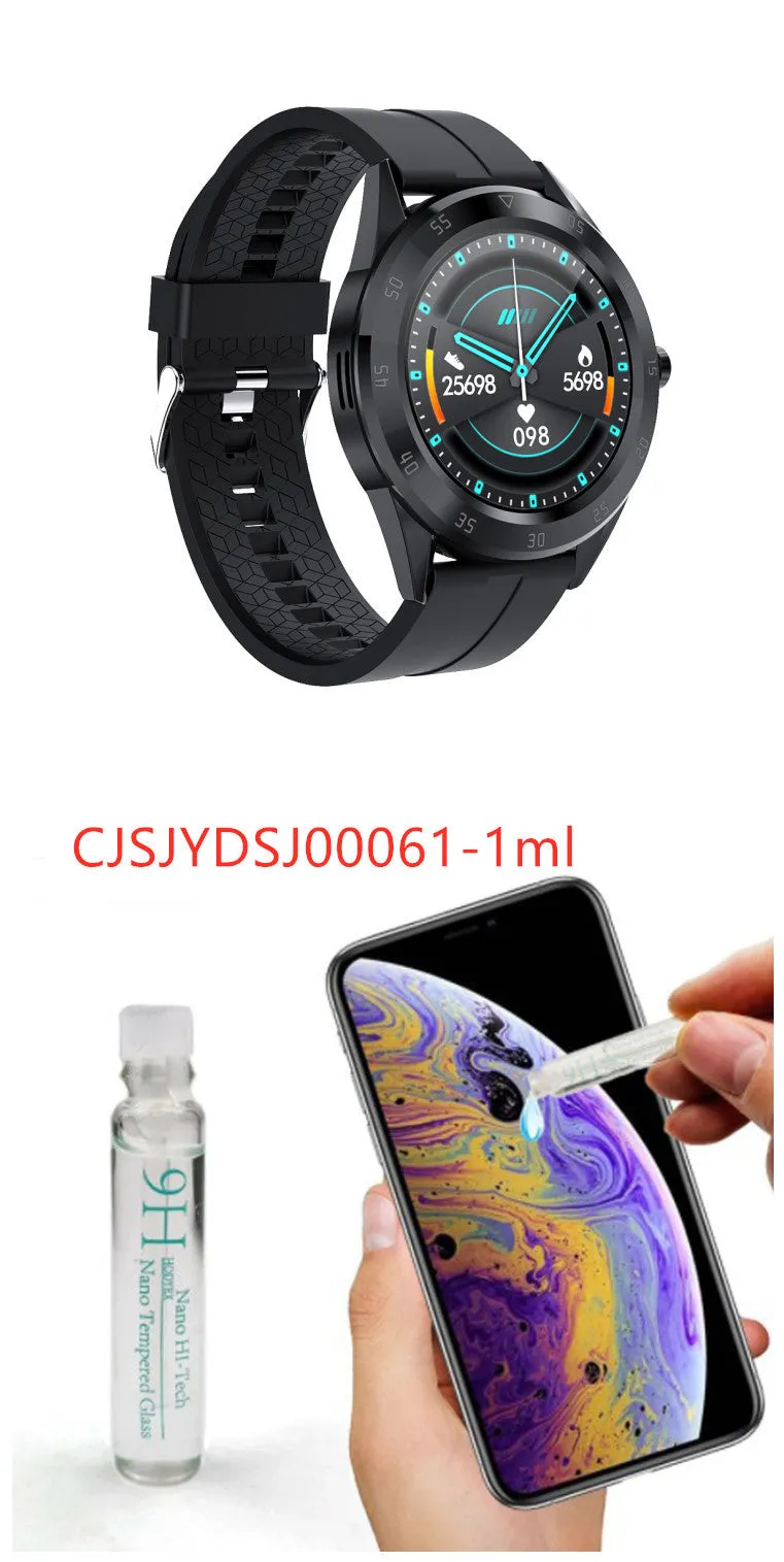 Information reminder pedometer watch with heart rate monitoring, 1.2 inch screen, silicone strap, black colour