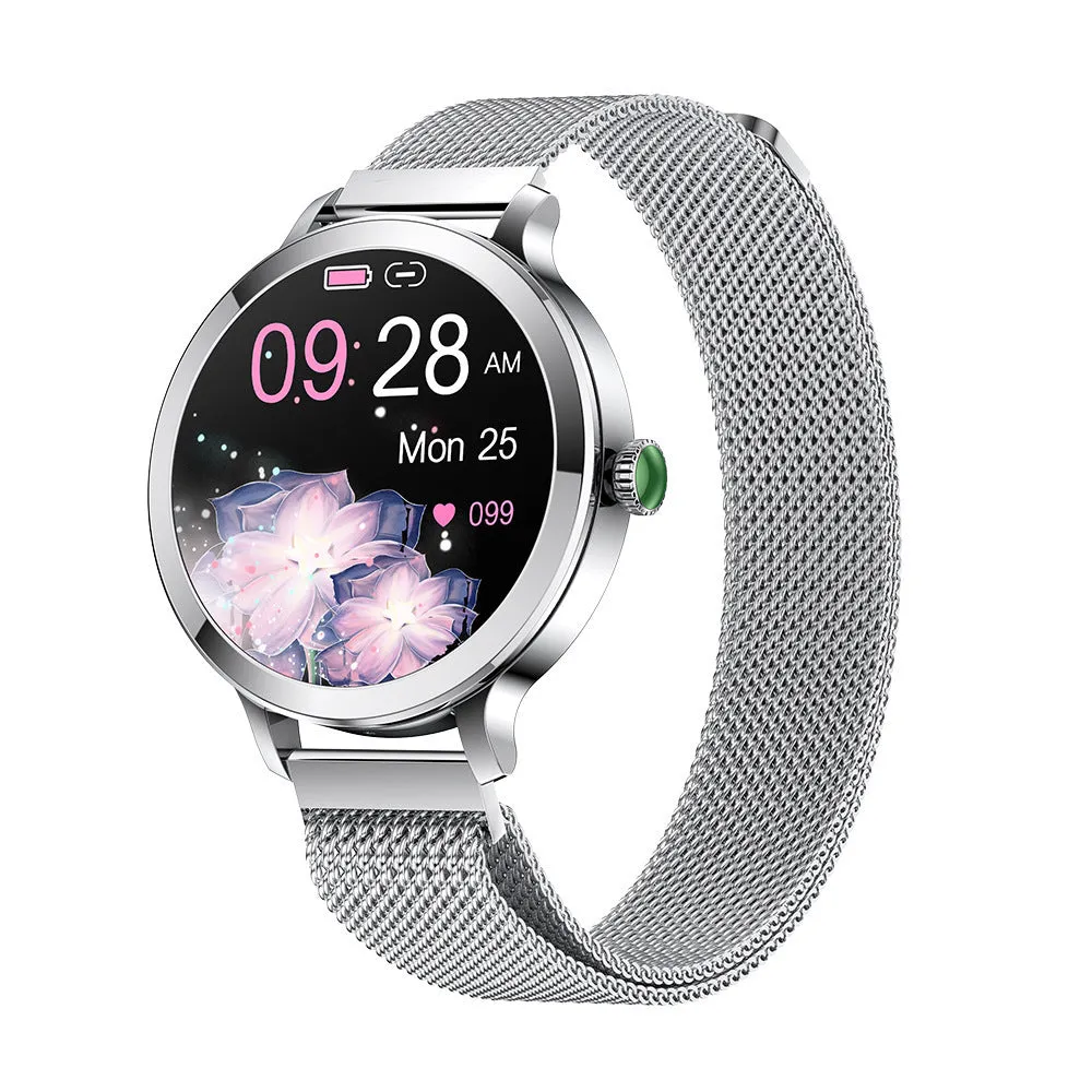 Women's AMOLED smartwatch with Bluetooth calling, gold steel case, 1.106 inch screen