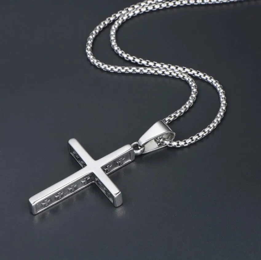 Titanium steel religious necklace with bowknot alloy pendant and pearl chain, adjustable 51-80cm, unisex