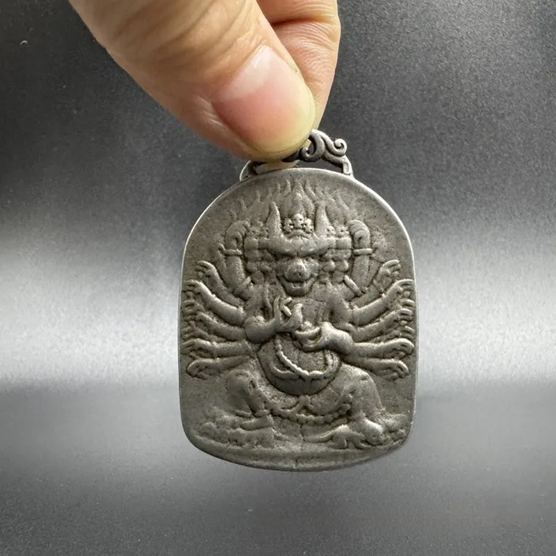 Antique Chinese style geometric iron pendant hanging ornament.