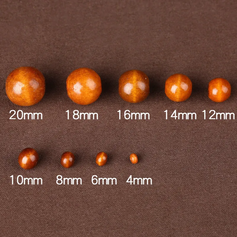 Loose wooden beads in red sandalwood and huanghuali in various sizes for DIY jewellery making