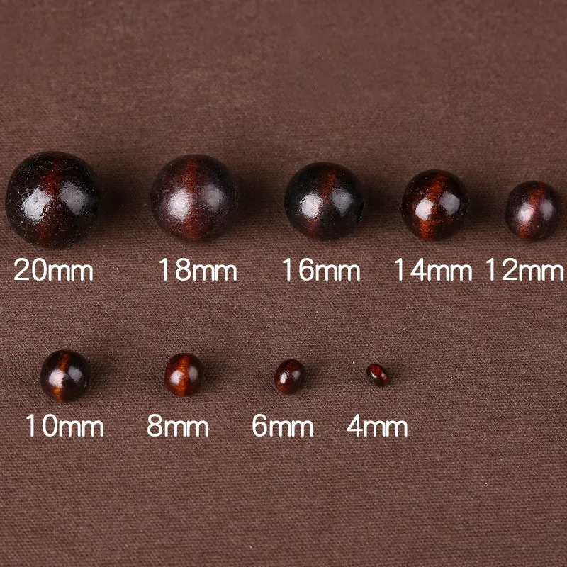 Loose wooden beads in red sandalwood and huanghuali in various sizes for DIY jewellery making