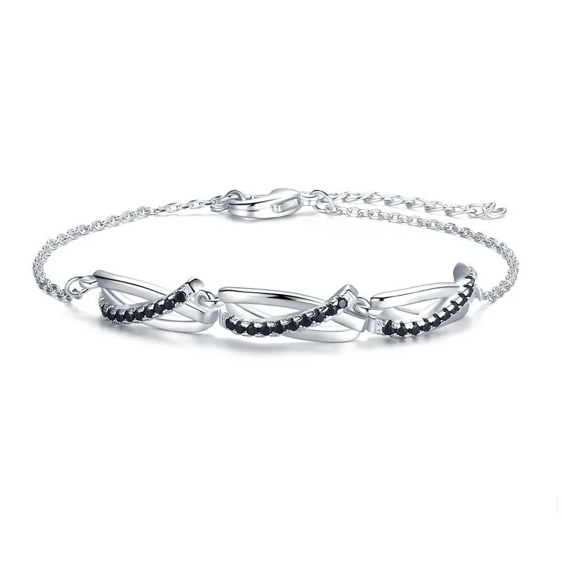 Creative ring bracelet for women in black natural zircon, light luxury style, anniversary gift
