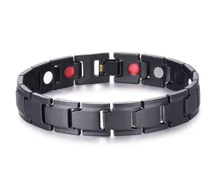 Health Energy 4 IN 1 Magnetic Titanium Bracelet black 210mm with 2500GS neodymium magnets