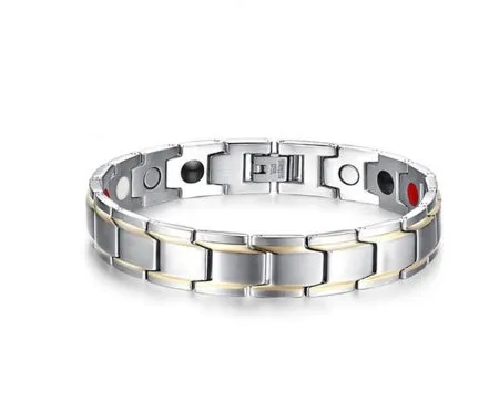 Health Energy 4 IN 1 Magnetic Titanium Bracelet black 210mm with 2500GS neodymium magnets