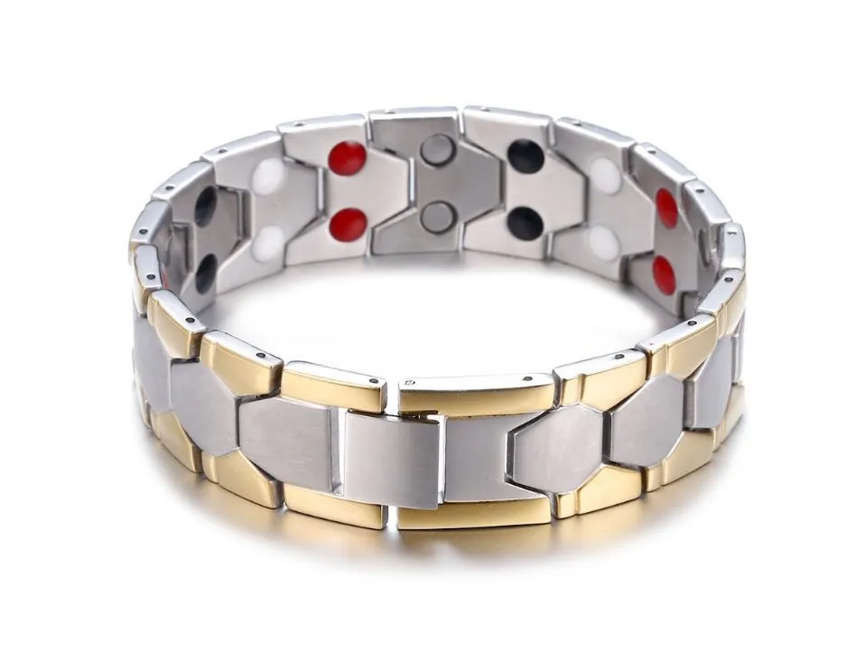 Health Energy 4 IN 1 Magnetic Titanium Bracelet black 210mm with 2500GS neodymium magnets