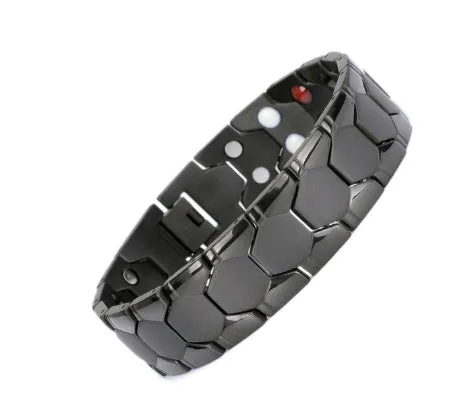 Health Energy 4 IN 1 Magnetic Titanium Bracelet black 210mm with 2500GS neodymium magnets