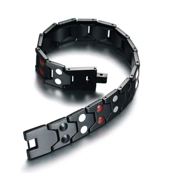 Health Energy 4 IN 1 Magnetic Titanium Bracelet black 210mm with 2500GS neodymium magnets