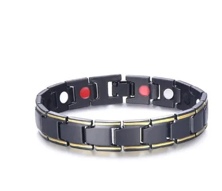 Health Energy 4 IN 1 Magnetic Titanium Bracelet black 210mm with 2500GS neodymium magnets