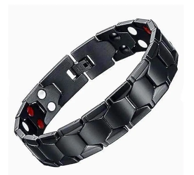 Health Energy 4 IN 1 Magnetic Titanium Bracelet black 210mm with 2500GS neodymium magnets