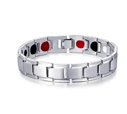 Health Energy 4 IN 1 Magnetic Titanium Bracelet black 210mm with 2500GS neodymium magnets