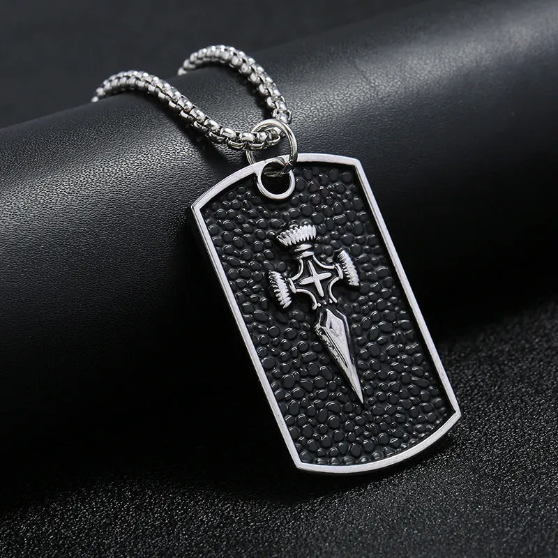 Korean style men's pendant necklace alloy pendant stainless steel chain 70 cm Cross Skull Wing