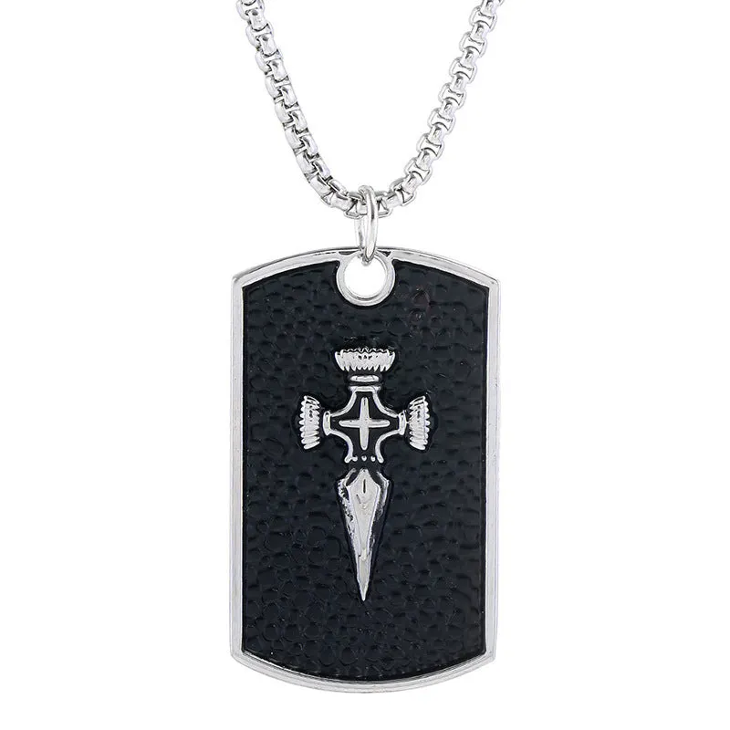 Korean style men's pendant necklace alloy pendant stainless steel chain 70 cm Cross Skull Wing