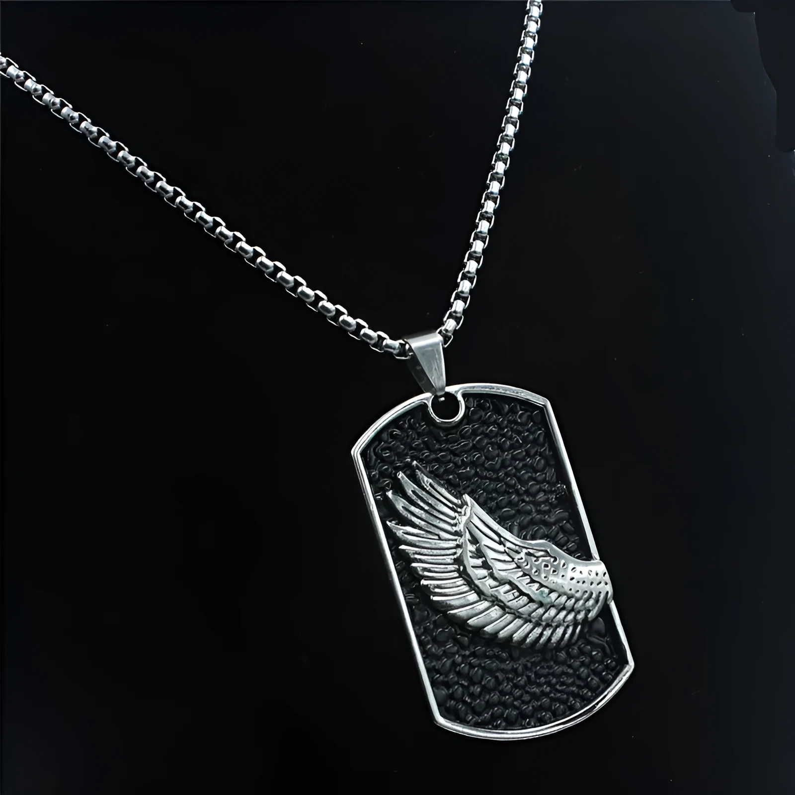 Korean style men's pendant necklace alloy pendant stainless steel chain 70 cm Cross Skull Wing