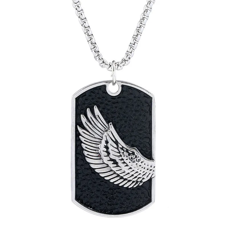 Korean style men's pendant necklace alloy pendant stainless steel chain 70 cm Cross Skull Wing
