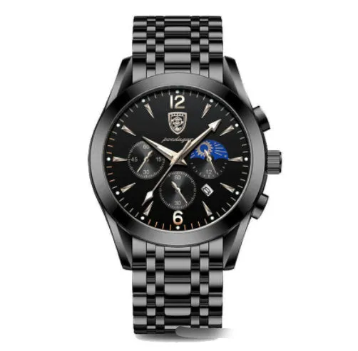 Men's quartz luminous waterproof watch with stainless steel case in blue colour