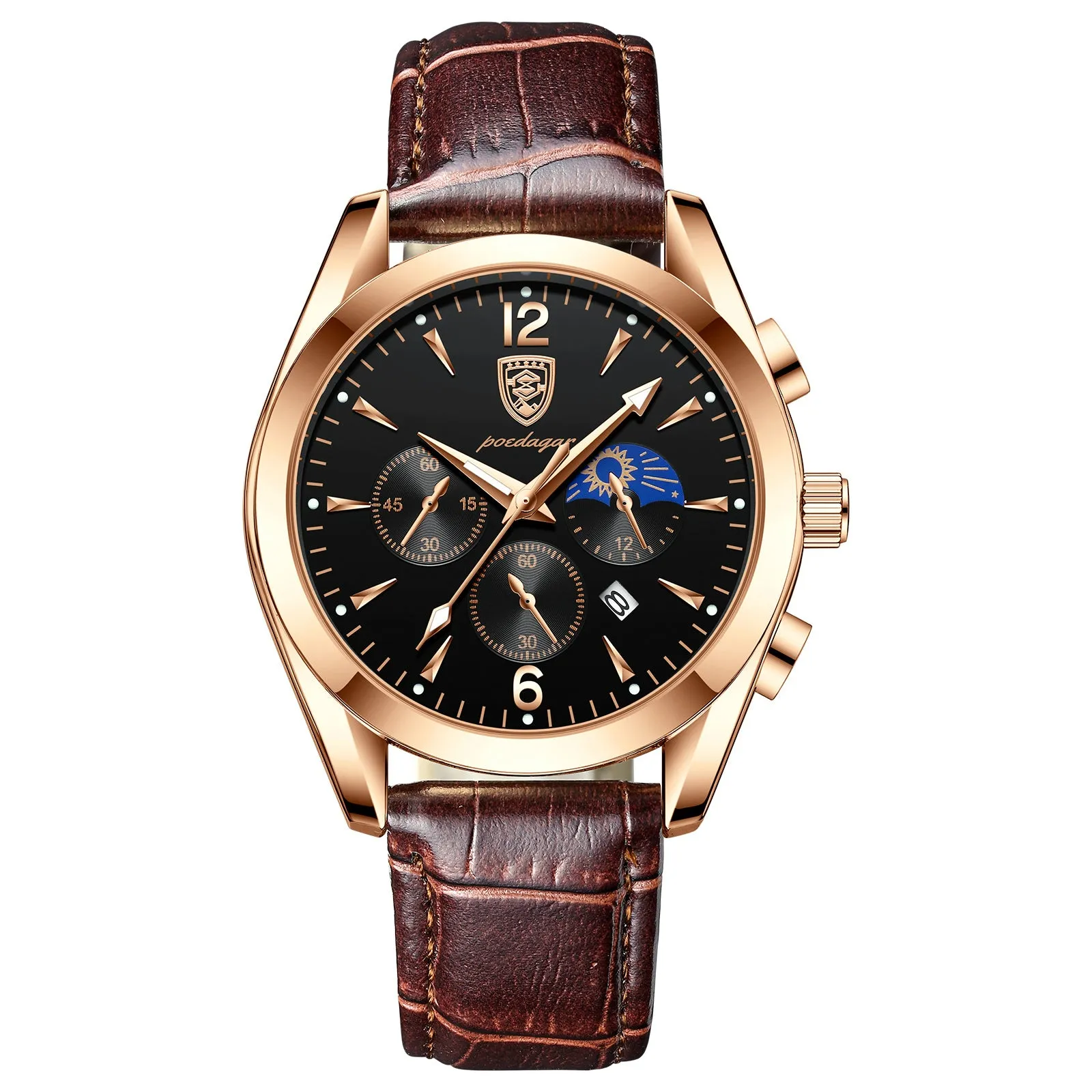 Men's quartz luminous waterproof watch with stainless steel case in blue colour