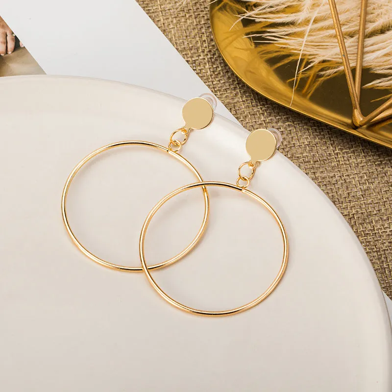 Geometric round earrings set of 4 in gold and silver alloy with electroplated finish
