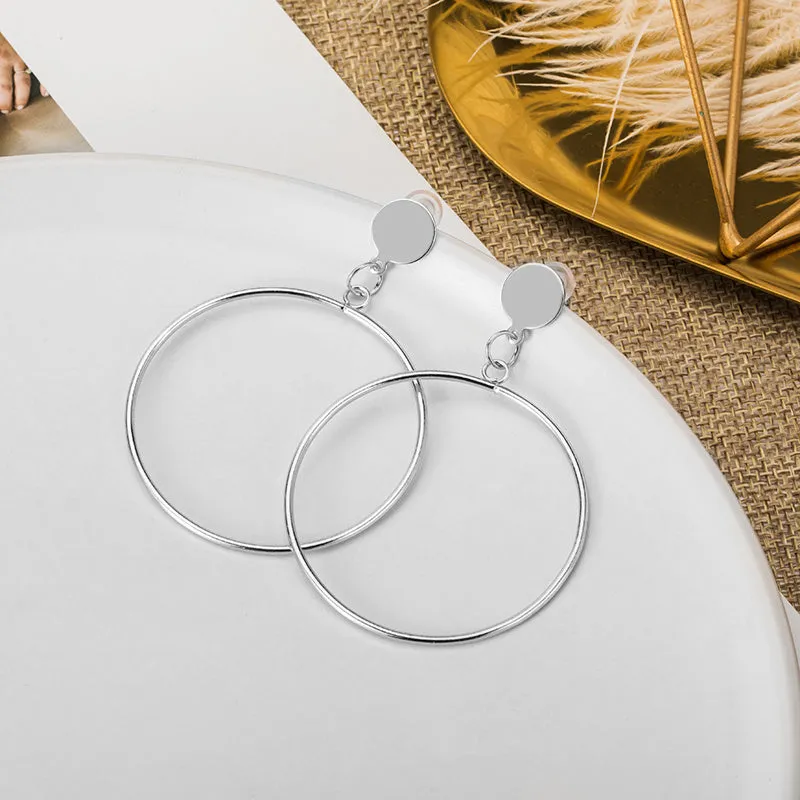 Geometric round earrings set of 4 in gold and silver alloy with electroplated finish