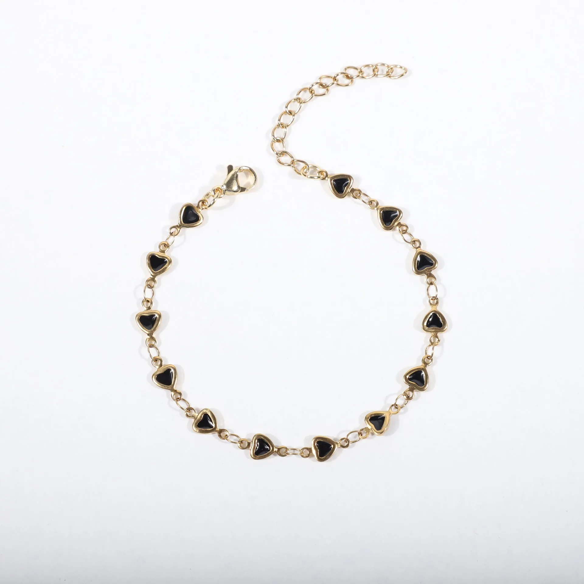 Stainless steel bracelet with heart design and 18K gold plating in various colour options