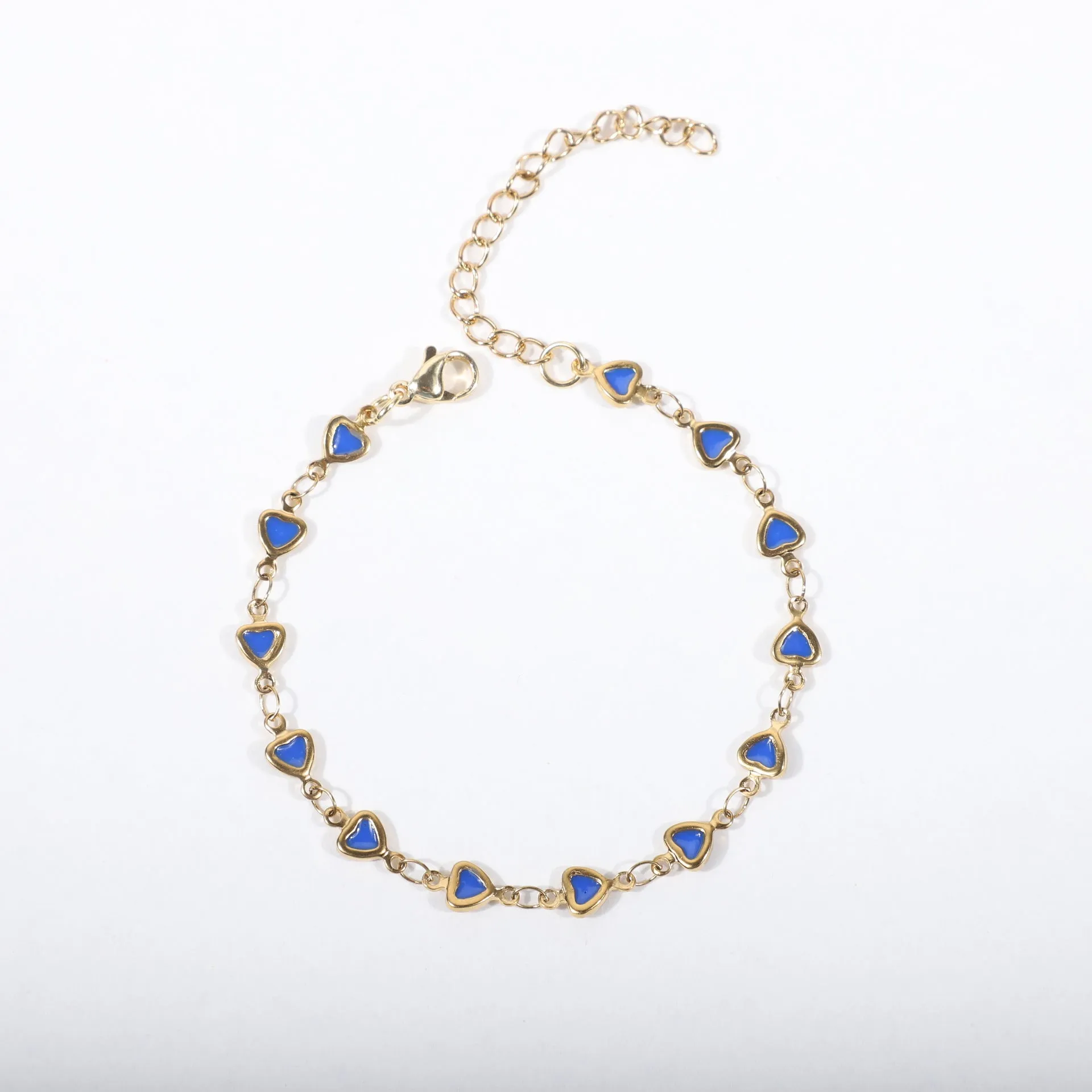 Stainless steel bracelet with heart design and 18K gold plating in various colour options