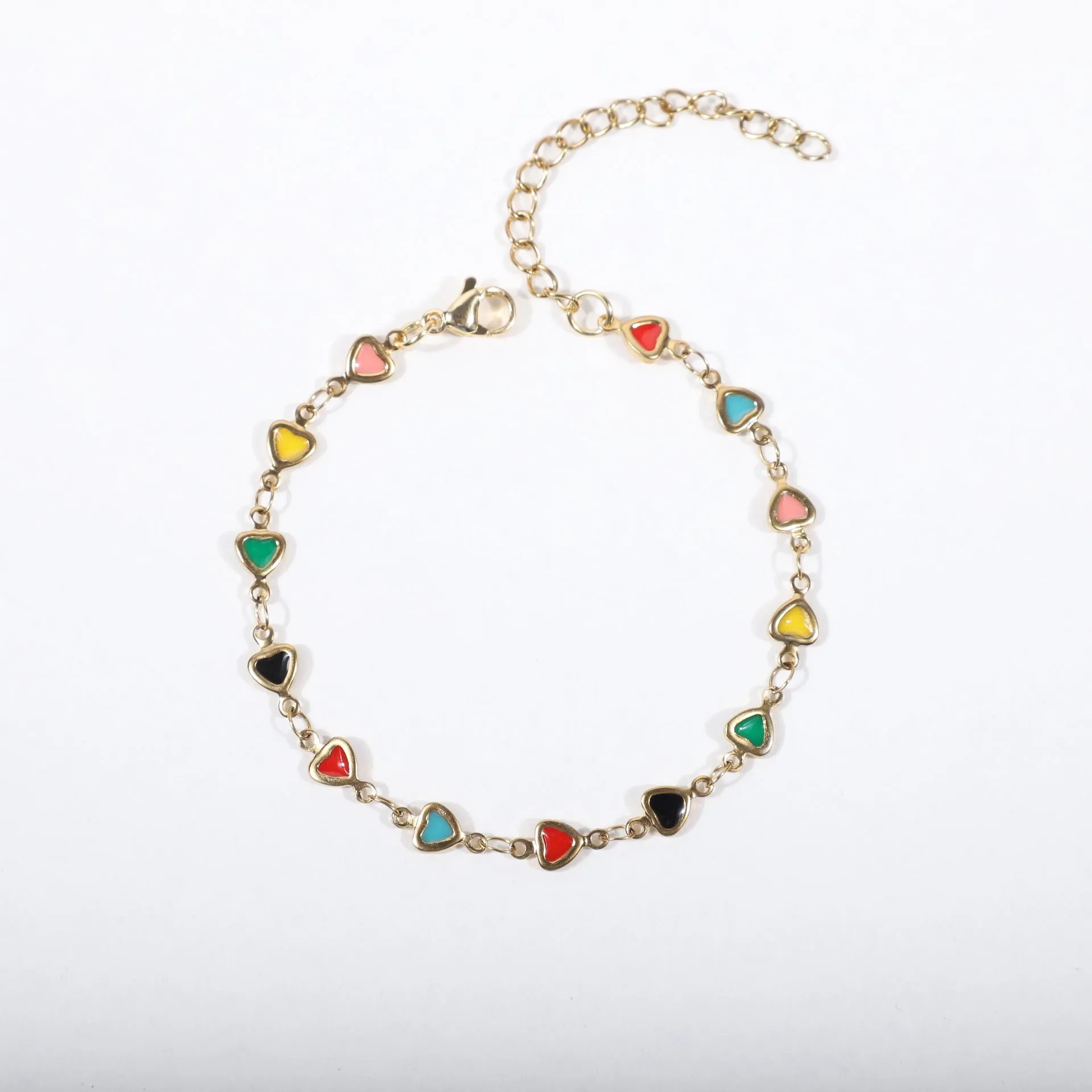 Stainless steel bracelet with heart design and 18K gold plating in various colour options