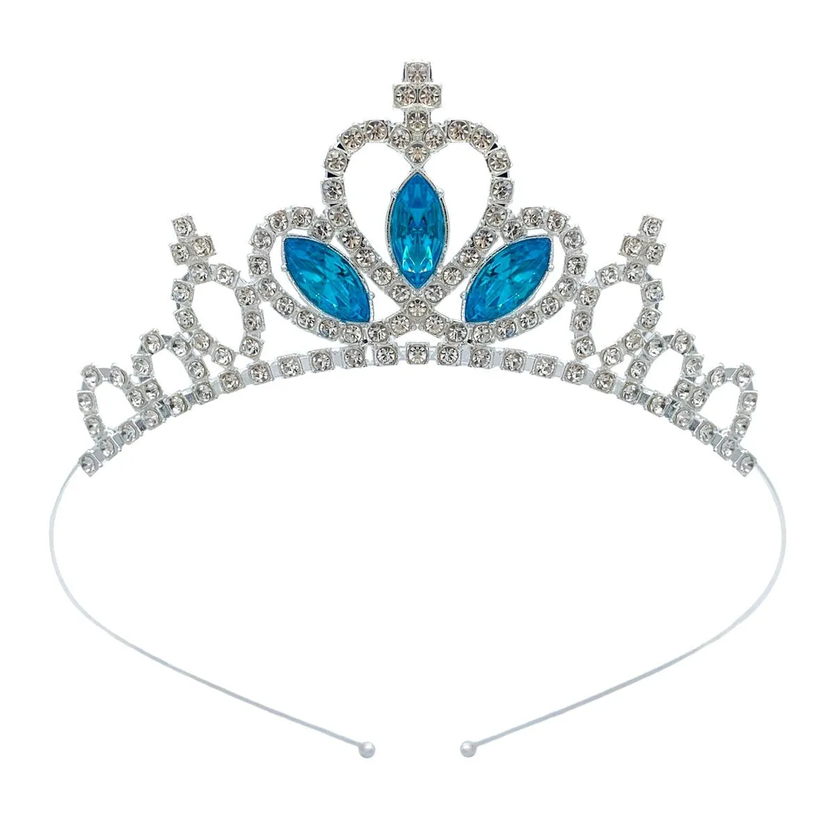 Girl's alloy princess crown with electroplated finish and crystal diamond decorations for birthday parties