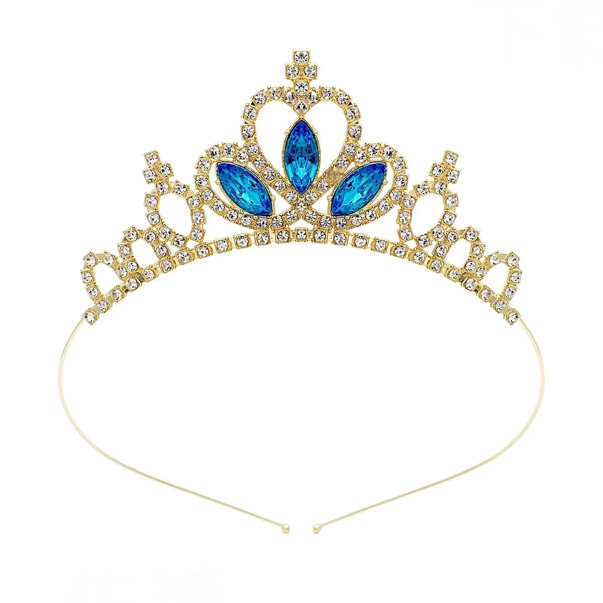 Girl's alloy princess crown with electroplated finish and crystal diamond decorations for birthday parties