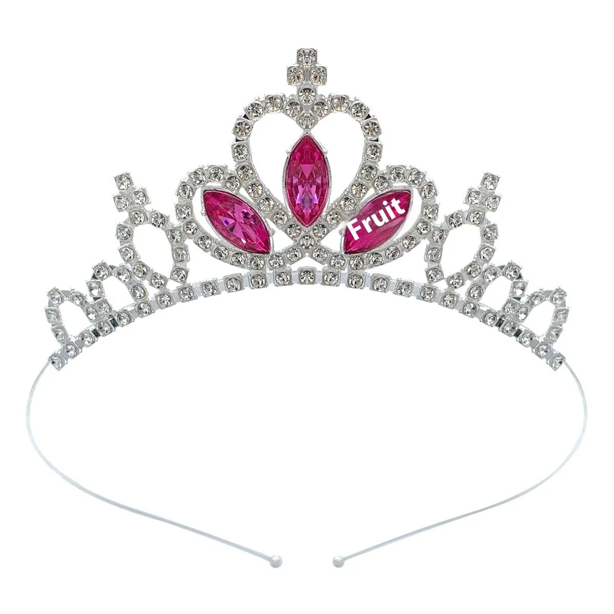 Girl's alloy princess crown with electroplated finish and crystal diamond decorations for birthday parties