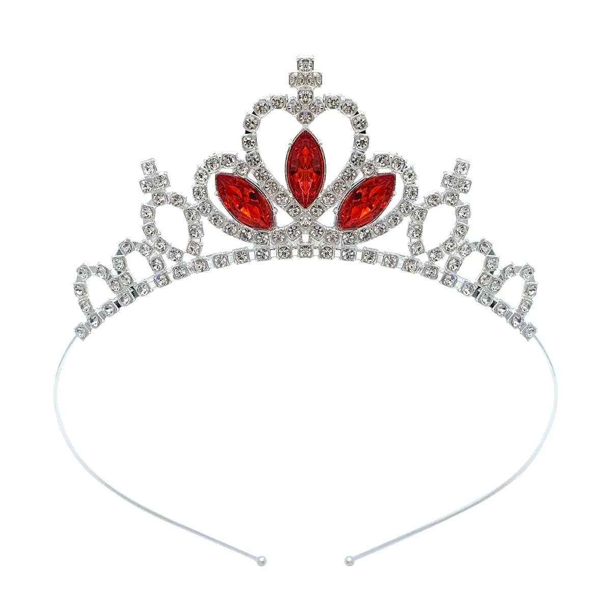Girl's alloy princess crown with electroplated finish and crystal diamond decorations for birthday parties