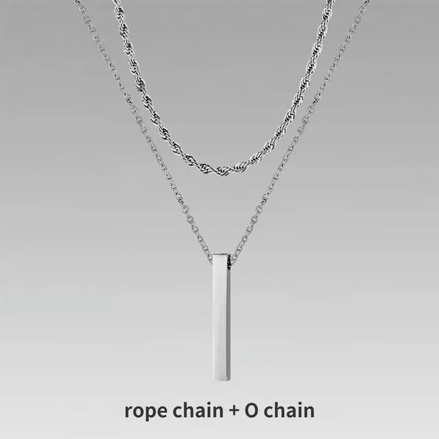Crystal necklace for men with alloy silver pad finish in European American style