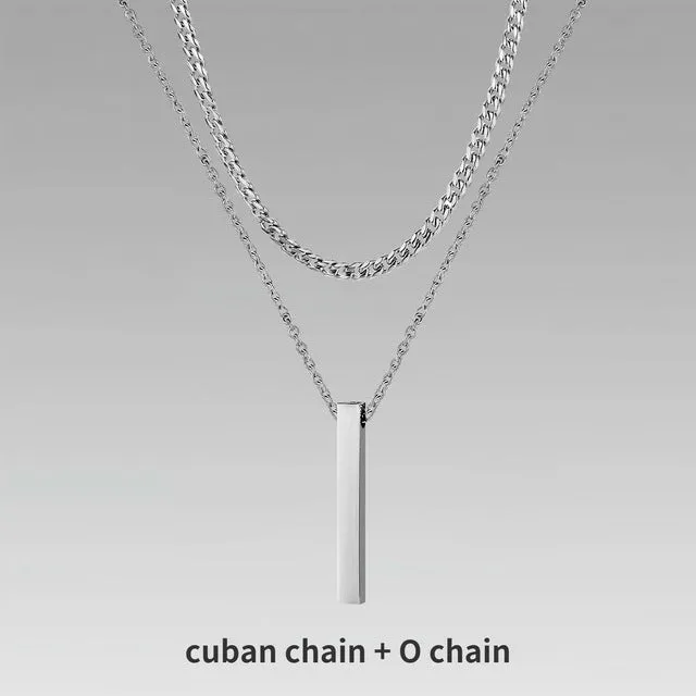 Crystal necklace for men with alloy silver pad finish in European American style