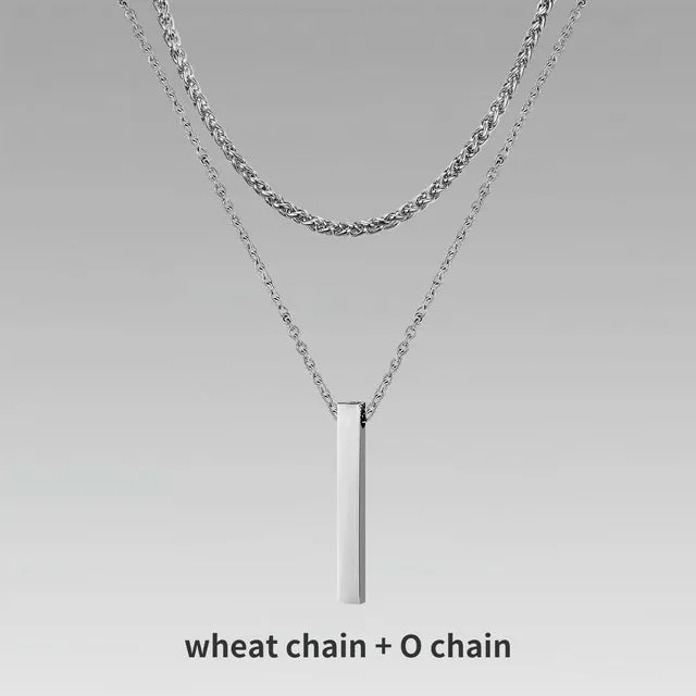 Crystal necklace for men with alloy silver pad finish in European American style