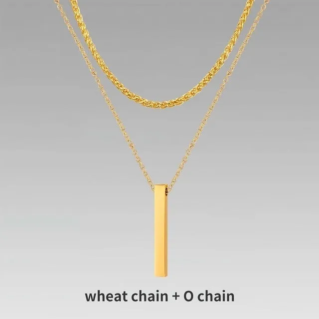Crystal necklace for men with alloy silver pad finish in European American style