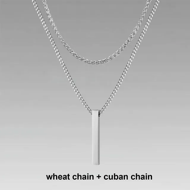 Crystal necklace for men with alloy silver pad finish in European American style