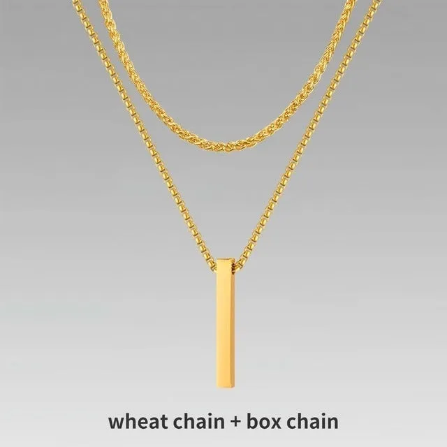 Crystal necklace for men with alloy silver pad finish in European American style