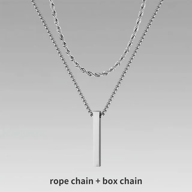 Crystal necklace for men with alloy silver pad finish in European American style
