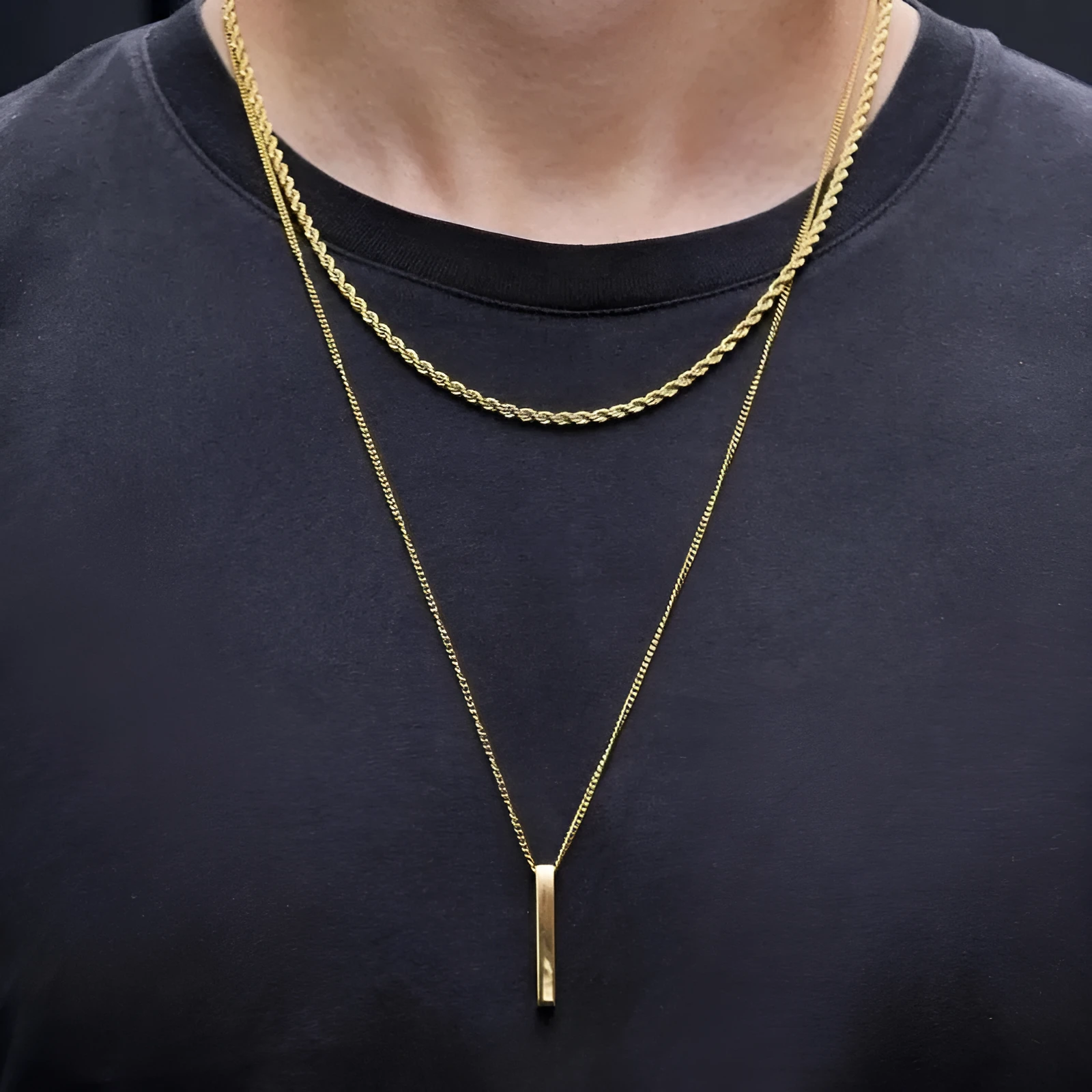 Crystal necklace for men with alloy silver pad finish in European American style
