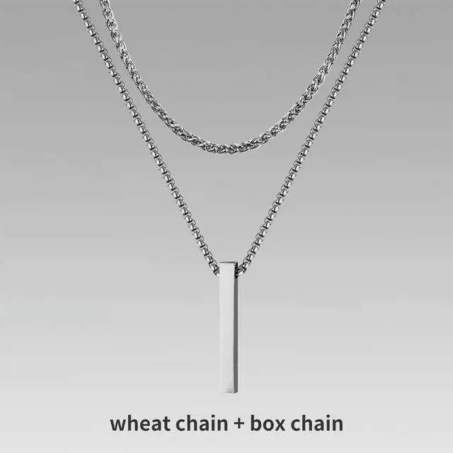 Crystal necklace for men with alloy silver pad finish in European American style