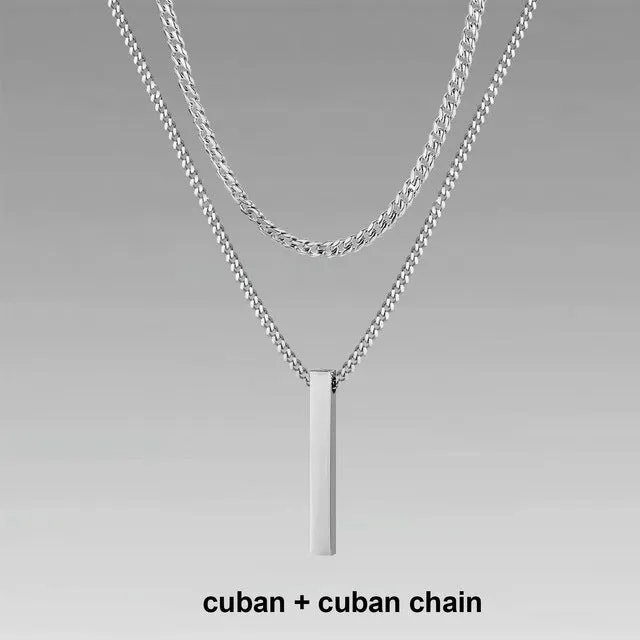 Crystal necklace for men with alloy silver pad finish in European American style