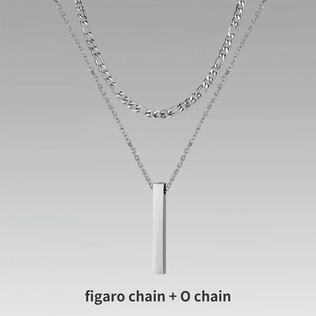 Crystal necklace for men with alloy silver pad finish in European American style