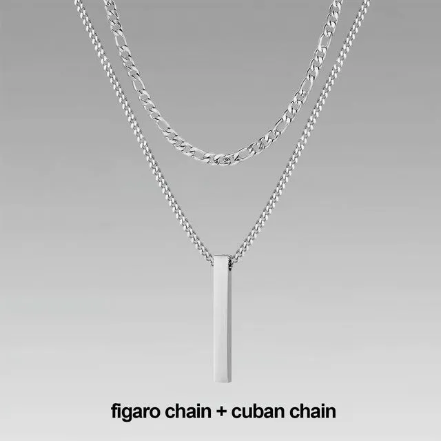 Crystal necklace for men with alloy silver pad finish in European American style
