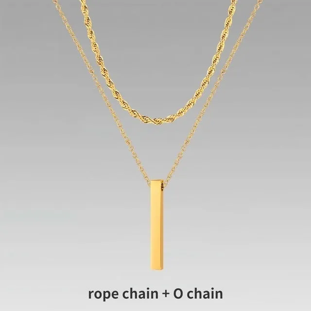 Crystal necklace for men with alloy silver pad finish in European American style
