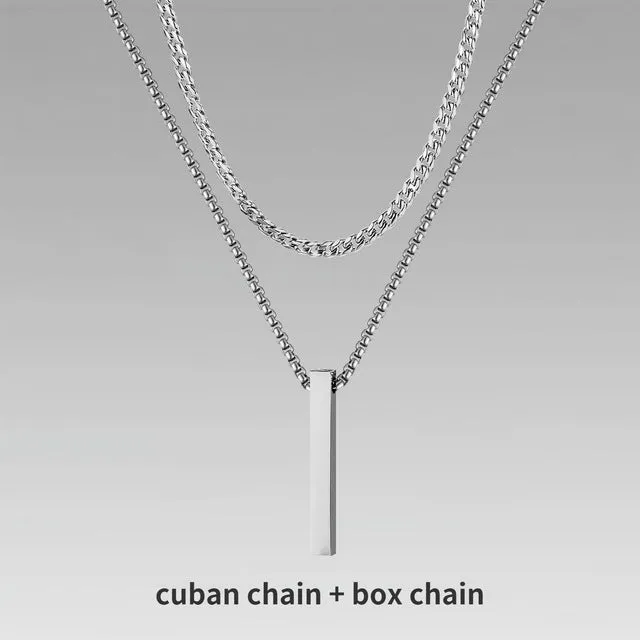 Crystal necklace for men with alloy silver pad finish in European American style