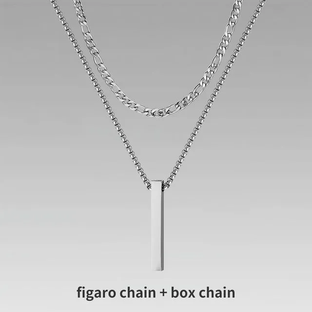 Crystal necklace for men with alloy silver pad finish in European American style