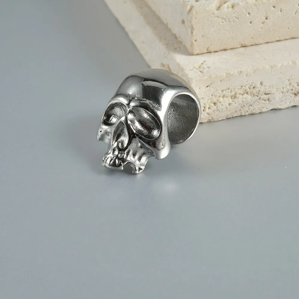 Personalised stainless steel hollow skull Buddha geometric earring in gold electroplate.