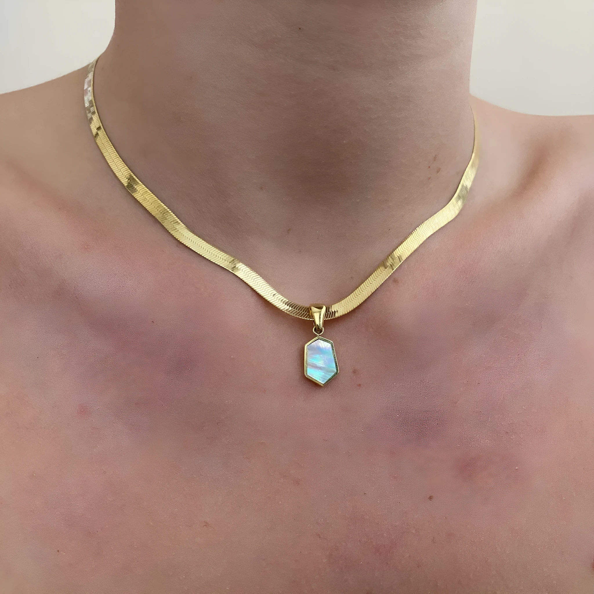 18K gold six pointed star clavicle chain on stainless steel O chain, 45cm length, gold colour