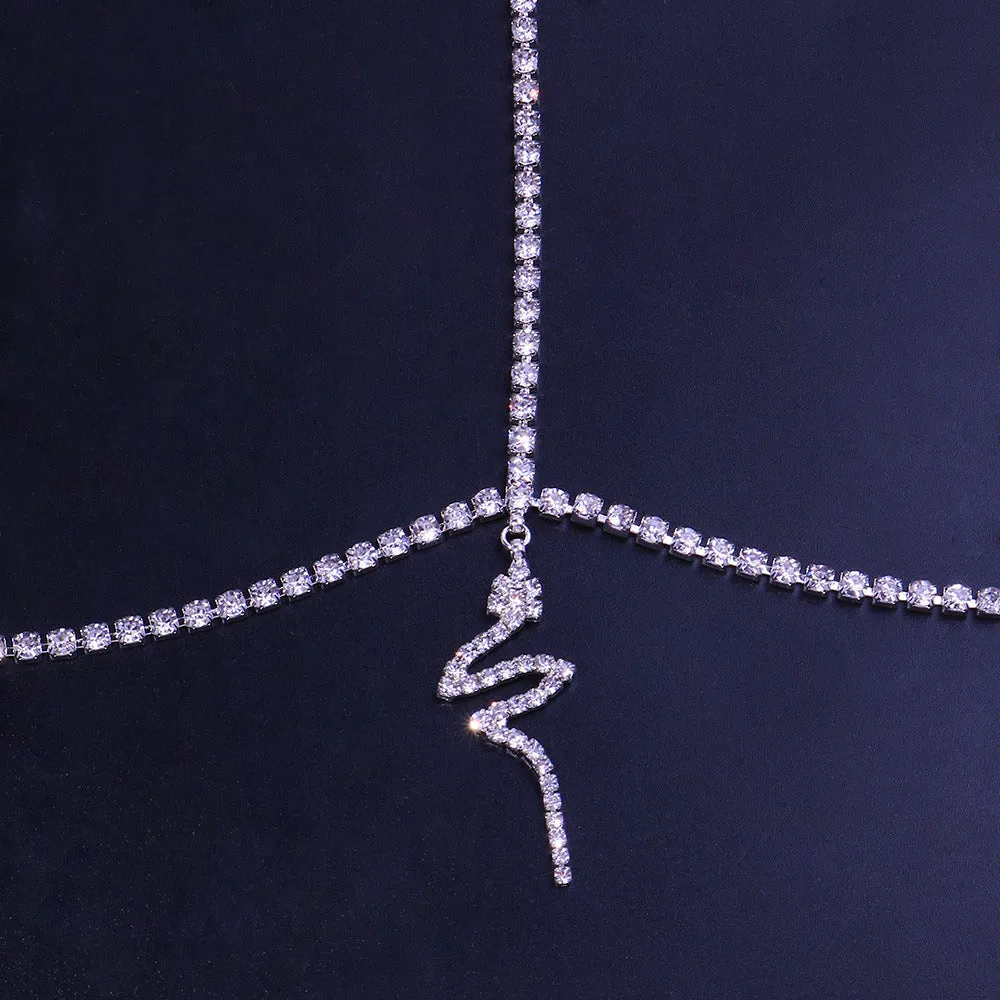 Rhinestone women's anklet with geometric design in gold and silver colour options